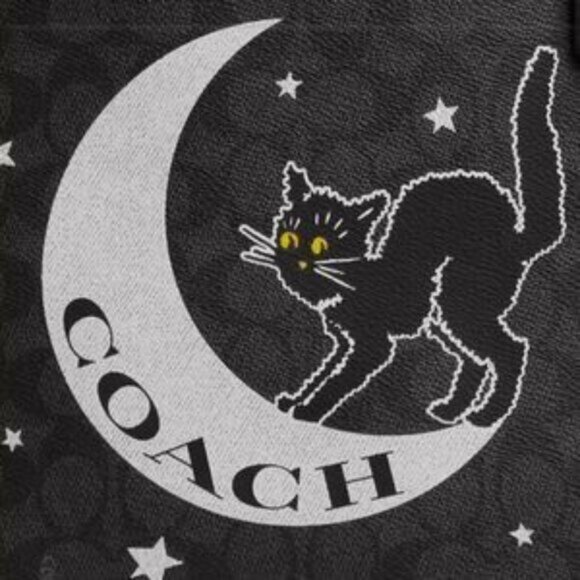 Coach Black and White Moon Cat Tote - Picture 7 of 8